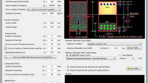 RCM ACI BUILDER-Beam Calculation of Crack width According to ACI Code