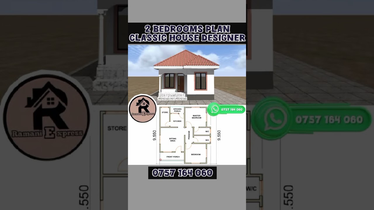2 BEDROOMS PLAN CLASSIC HOUSE DESIGNER Whatsapp number is 0757164060