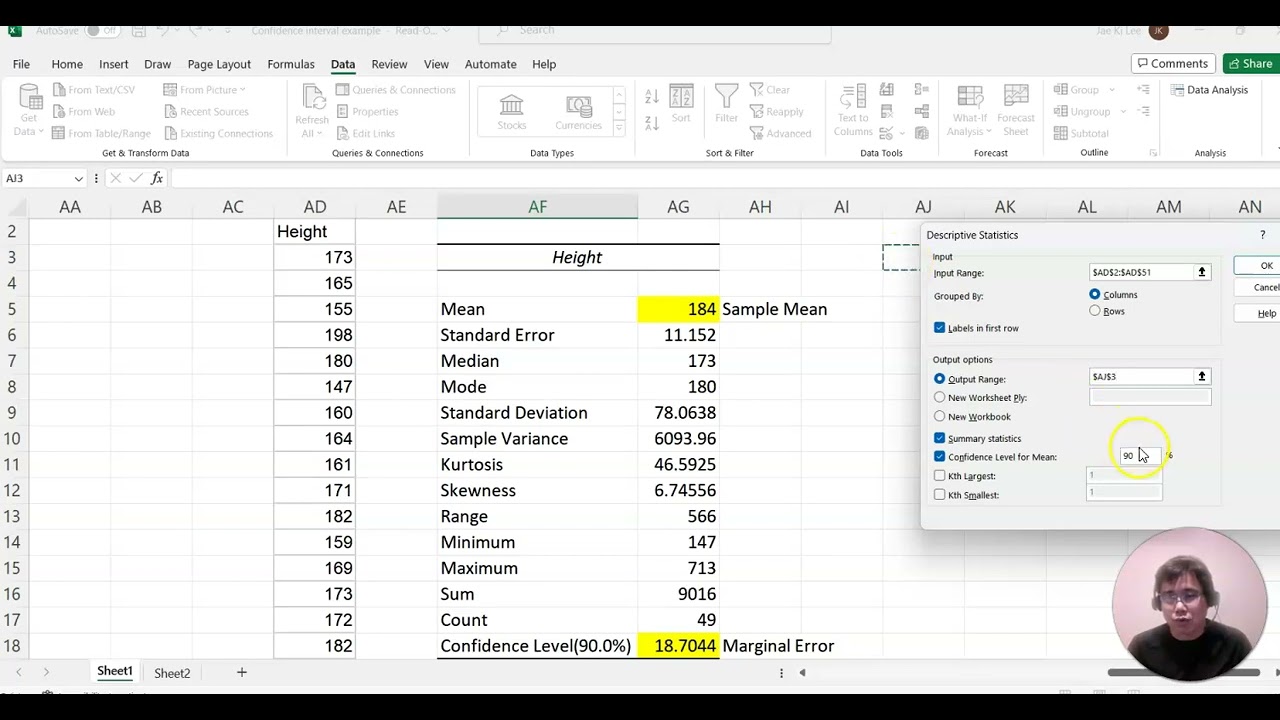 MAT 209 Lesson 11-4 Construct the confidence interval if a data set is given