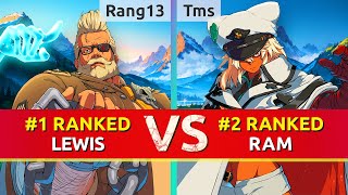 GGST ▰ Rang13 (#1 Ranked Goldlewis) vs Tms (#2 Ranked Ramlethal). High Level Gameplay