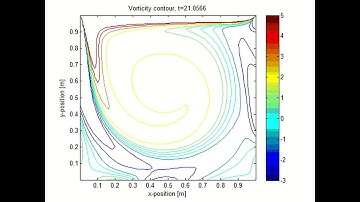 Lid-driven cavity flow voricity contour (steady)