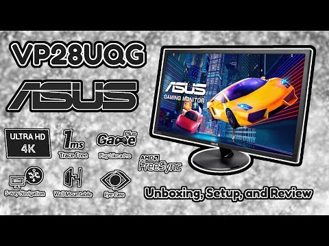 ASUS VP28UQG 4K (UHD) LCD Monitor - Unboxing, Setup, and Review