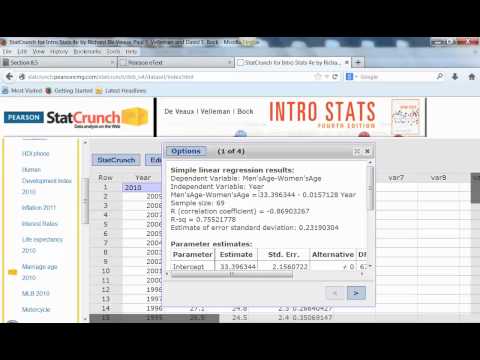 STA2023 Chapter 7 Using StatCrunch for Regression