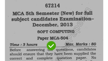 2013 MCA 5th Sem Soft Computing Question Paper #MduQuestionPaper
