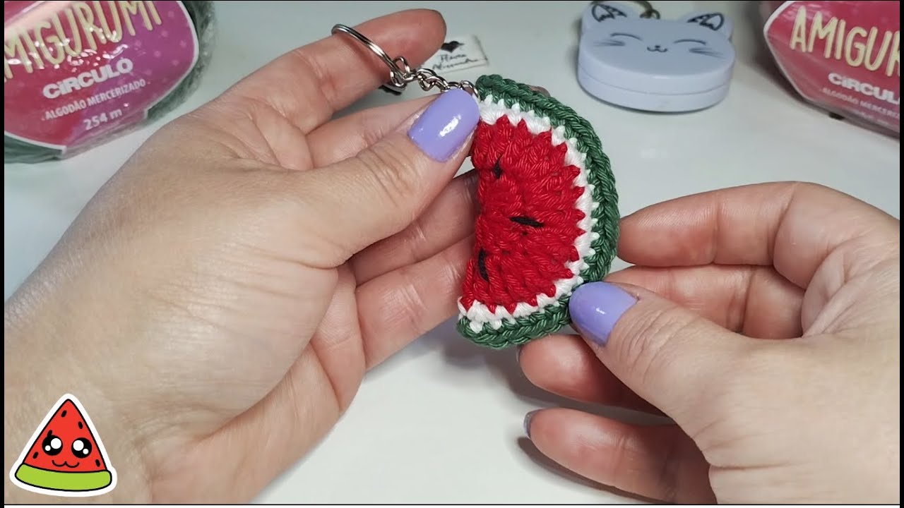Chaveiro Melancia de crochê muito rápido e fácil 🍉 [Tutorial completo]