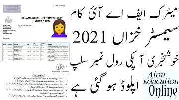 Aiou Datesheet Autumn 2021 / Aiou Datesheet 2021 Autumn Exam Matric FA ICOM /Aiou Education Online