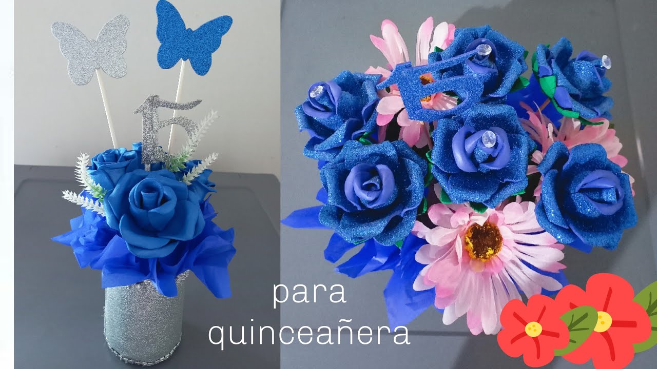 2 IDEAS DE CENTROS DE MESA PARA QUINCEA ERA EN TONO AZUL CENTERPIECE Maxresdefault