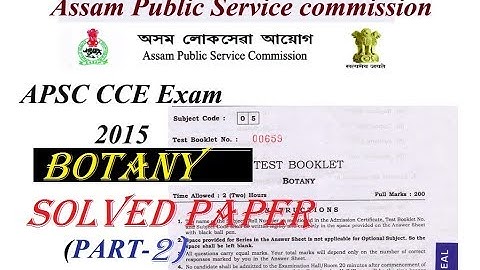 APSC SOLVE PAPER BOTANY PART 2