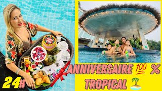 24h Anniversaire Surprise |Piscine sous la pluie, cadeaux, dégustation top chef !Tropical story