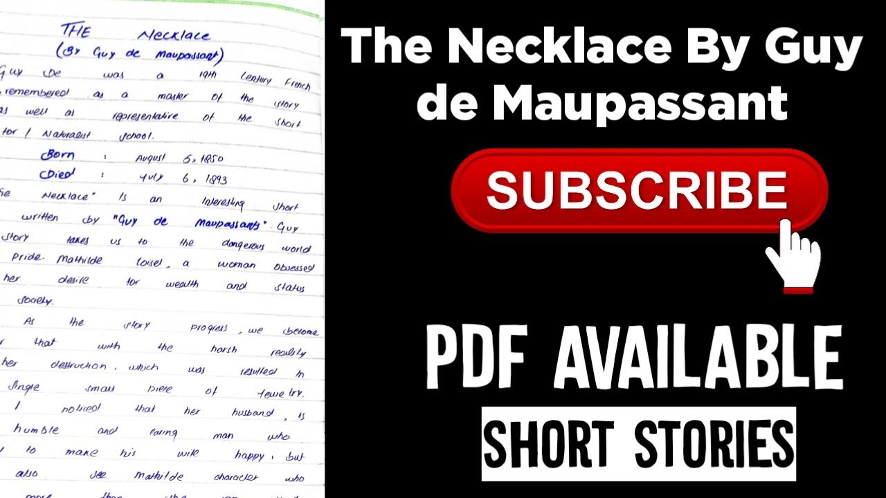 The Necklace written by Guy dy Maupassant YouTube