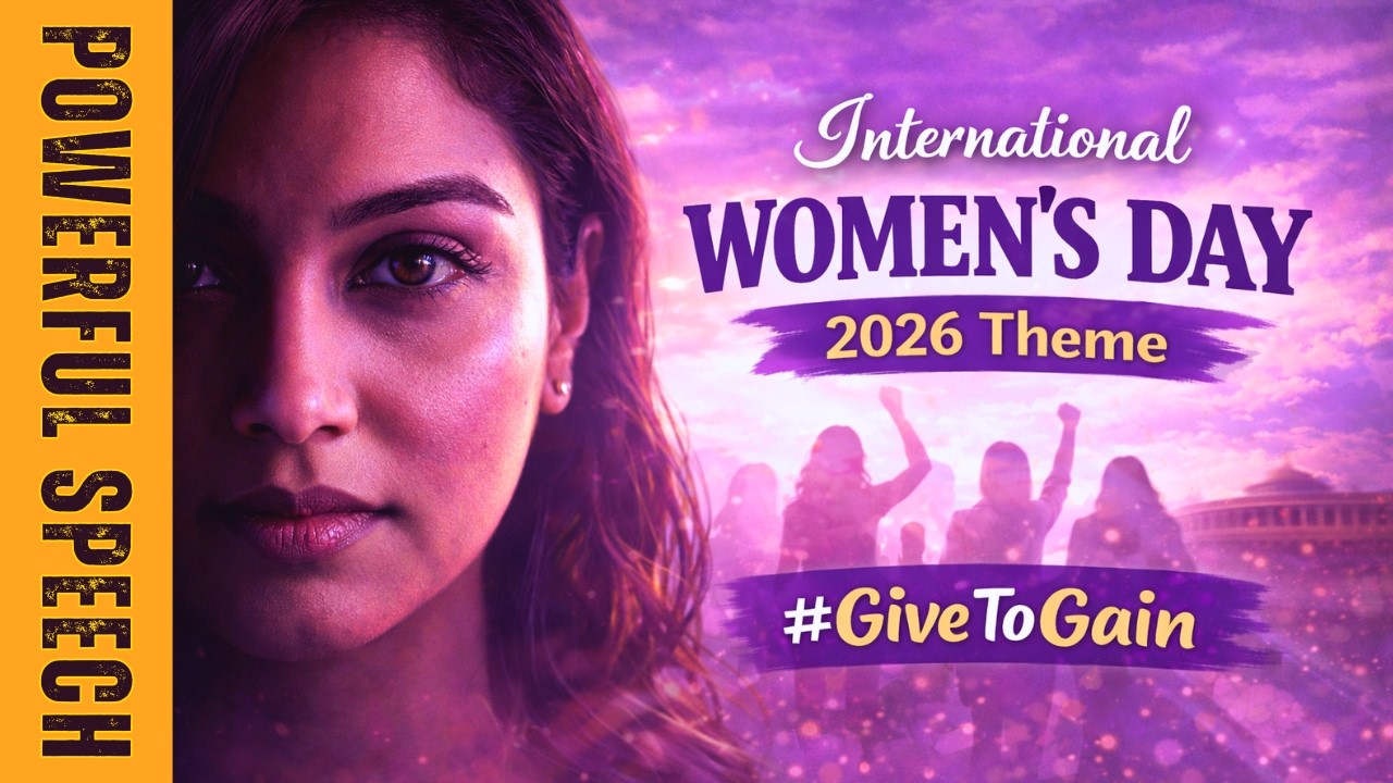 International Women’s Day 2026/Powerful Women’s Day Speech in English/Theme & History #GiveToGain