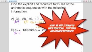 Explicit & Recursive Formulas (Arithmetic Sequences)