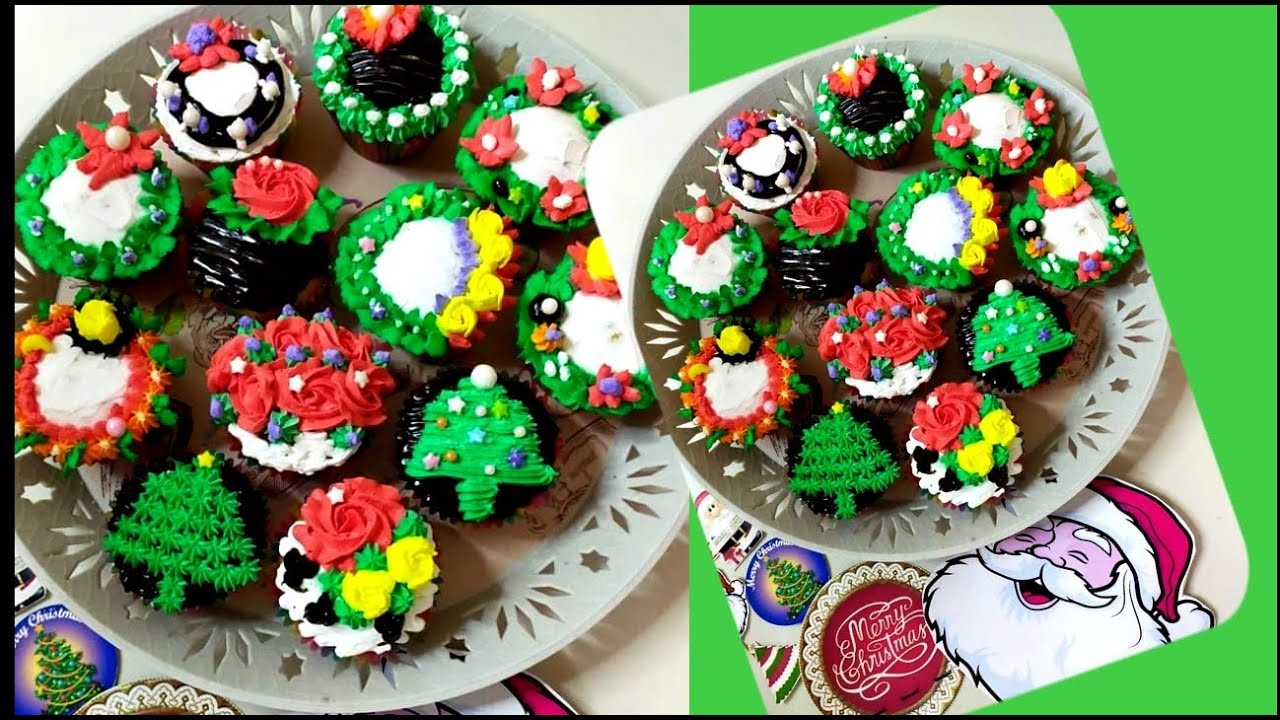 Christmas cupcake decorating ideas || easy tutorial simple christmas ...