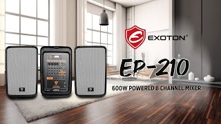 EXOTON EP-210 600W 10' All-in-One Dual Portable Speakers With 8 Channel Mixer