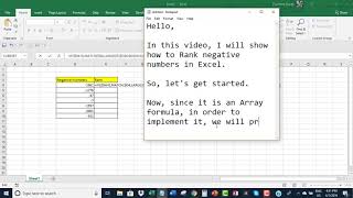 Rank negative numbers in Excel