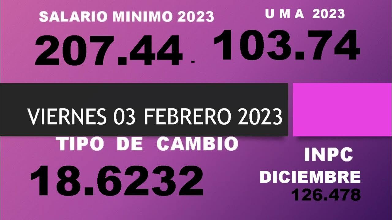 INPC 2023 / TIPO DE CAMBIO 3 FEBRERO / SALARIO MINIMO 2023 / UMA 2023