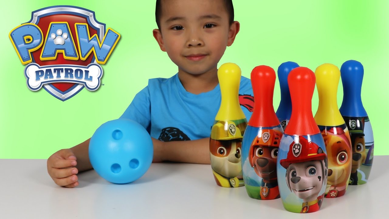 Paw Patrol Bowling Set Indoor Outdoor Fun Children Games Chase Marshal Rubble Rocky Ckn Toys