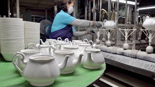 วิธีทำกาน้ำชาและถ้วยน้ำชาที่สวยงาม โรงงานผลิตเครื่องปั้นดินเผาที่น่าทึ่ง