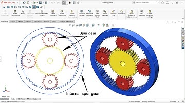Planetary gear drive solidworks tutorial | Assembly of spur gear with animation |