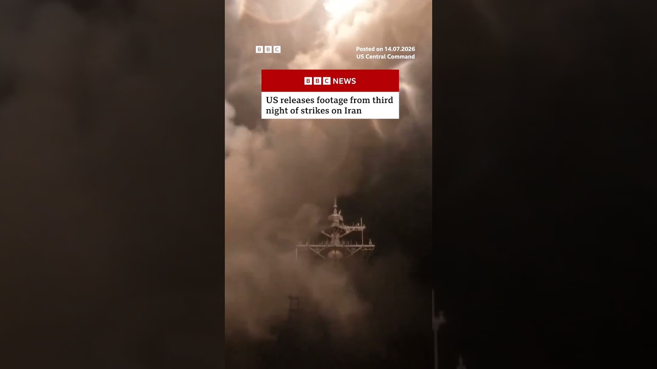 US releases footage from third night of strikes on Iran. #US #Iran #BBCNews