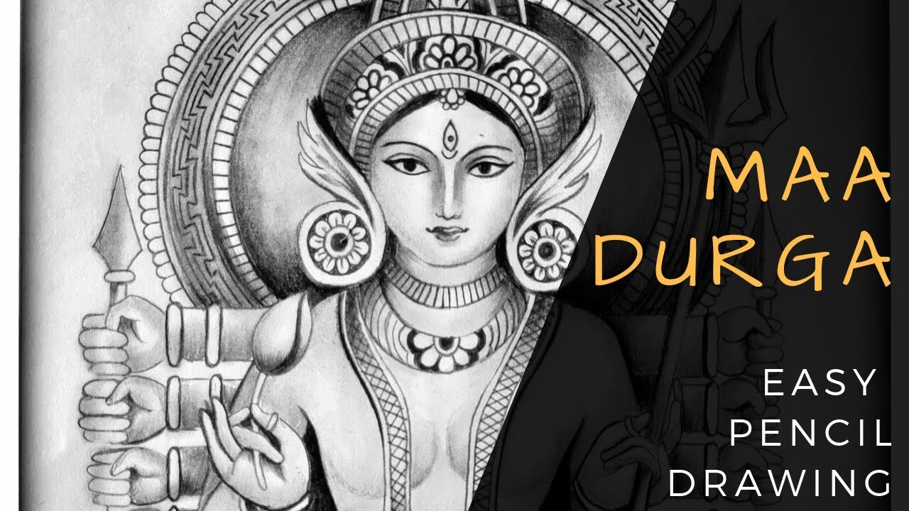 photo Doodle Art Modern Durga Sketch how to draw maa durga with pencil easily durga mata ki drawing