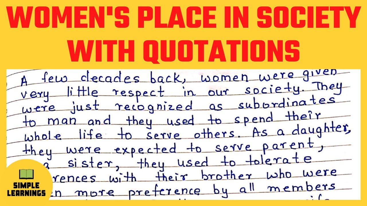 quotation for essay woman place in society