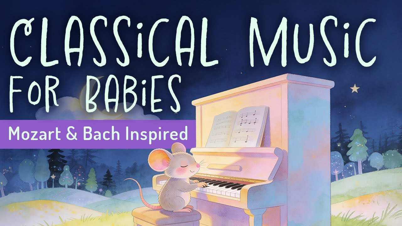 2 Hours of Mozart & Bach Inspired Music for Babies - Peaceful Listening | The Tiny Piano 🐭