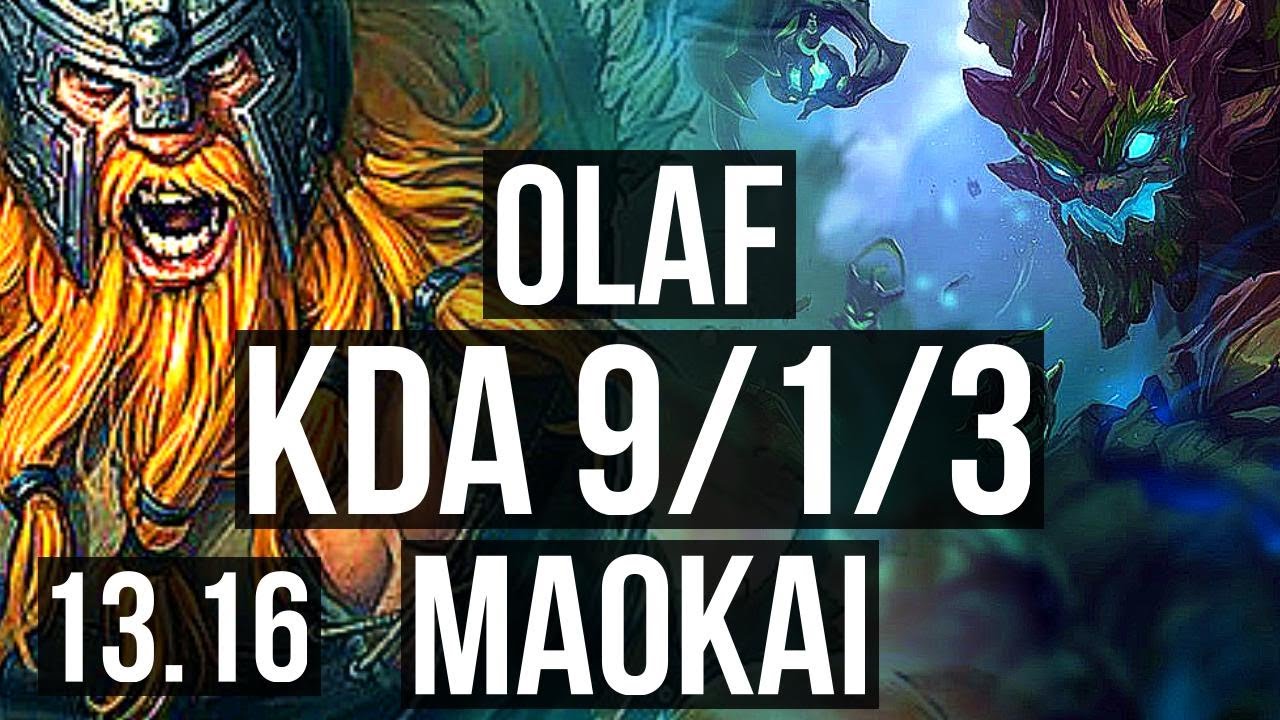 OLAF vs MAOKAI (TOP) | 9/1/3, Legendary, 300+ games | EUW Master | 13.16