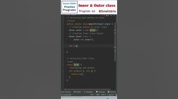 [Program 61] Inner class and Outer class in Java #Shorts #java #coding