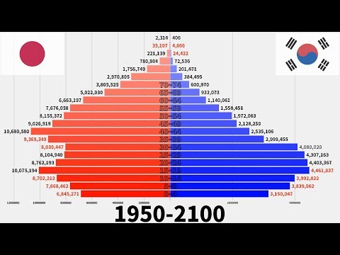   한국 일본 인구 피라미드 변화 1950 2100