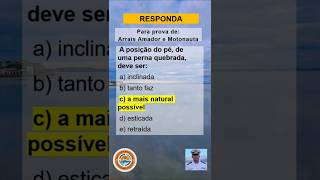 👉Questão de Arrais Amador e Motonauta (cai na prova) - Primeiros Socorros #shorts #motonauta #arrais