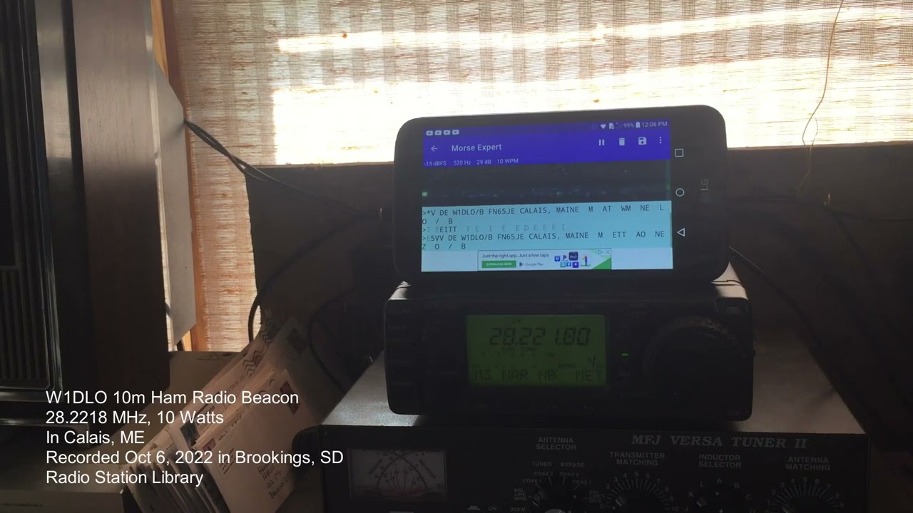 W1DLO 10m Amateur Radio Beacon heard in Brookings, SD (10622) YouTube