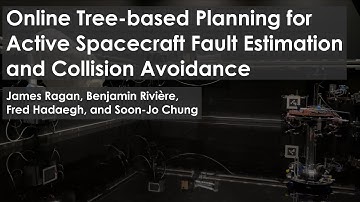 Online Tree-based Planning for Active Spacecraft Fault Estimation and Collision Avoidance