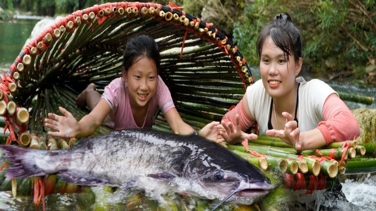 How to make giant primitive traps to catch huge schools of fish in the ...