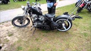 Vinnie kickstarting his 1949 Panhead chopper part 2012