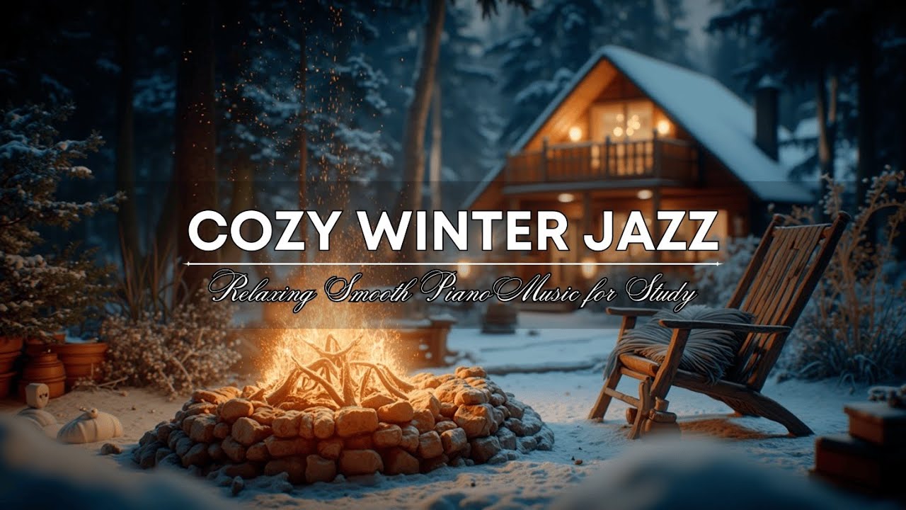 Cozy Winter Jazz Cafe & Snowfall Ambience | Relaxing Smooth Piano Music ...