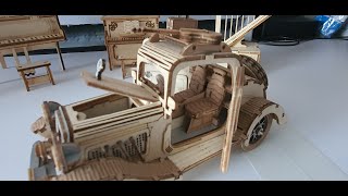 รถโบราณประกอบปริศนาไม้สำหรับโมเดล TG504  - Vintage Car Wooden Puzzle Assembly