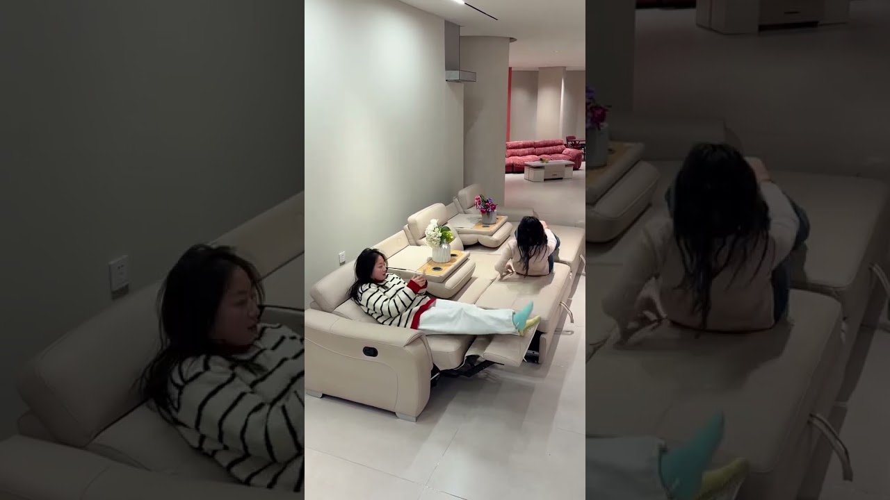 multi-functional living room sofa transforms into a large bed with coffee table