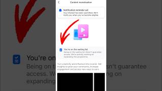 You’re on the waiting list facebook content monetization #shorts #facebook #contentmonetization