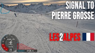 [4K] Skiing Les2Alpes, Signal to Pierre Grosse via Glacier - End of Day, France GoPro HERO11