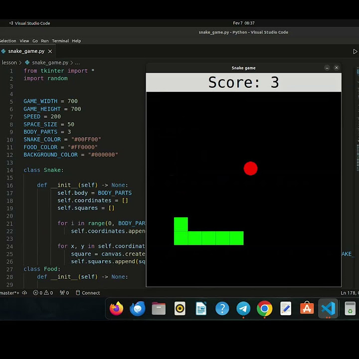 Create snake game in Python - YouTube