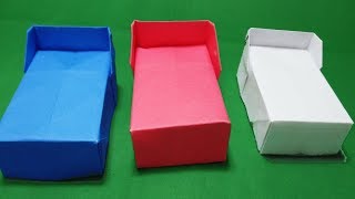 Origami Furniture for Doll - How to Make a paper Bed origami instruction step by step - Paper Toys