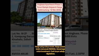 Angkasa Apartment Phase 2 @ Menggatal- Tingkat 2- 840 sqft- Tarikh Auction : 12 Mei 2026