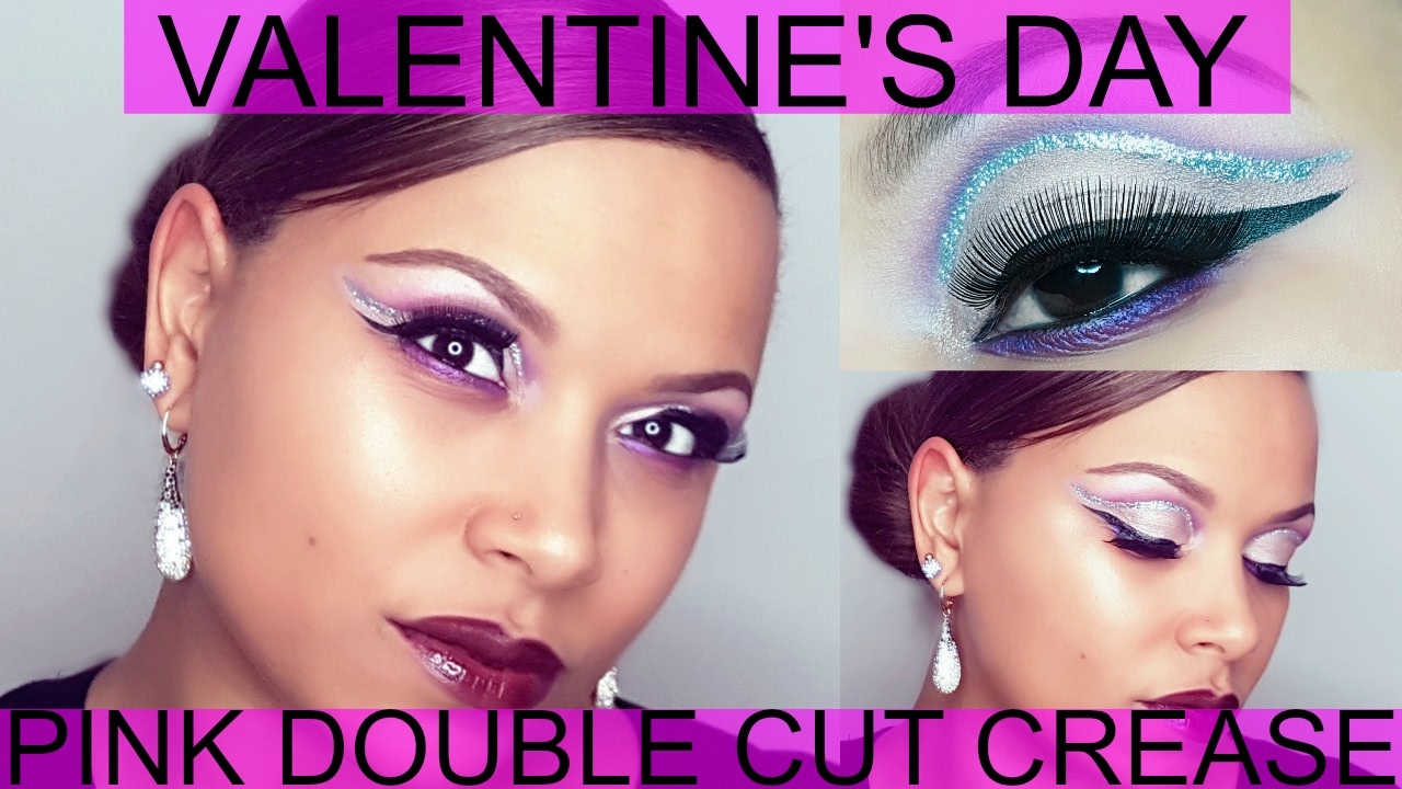 Xmm Makeup PINK GLITTERY DOUBLE CUT CREASE VALENTINE'S DAY MAKEUP TUTORIAL - YouTube