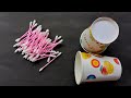 Ear buds craft /paper cup craft/ flower vase at home /reuse idea