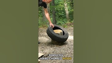 Split wood effortlessly with this tire trick! 🪵👌#shorts #asmr #diy #nature #cuttingskills #foryou