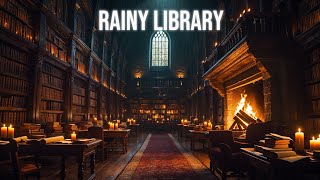 Fantasy Library Ambience with Rain &amp; Fireplace