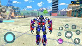 Optimus Prime Robot Jet Bike Car Transformation Robot Game New Truck in City - Android Gameplay screenshot 4