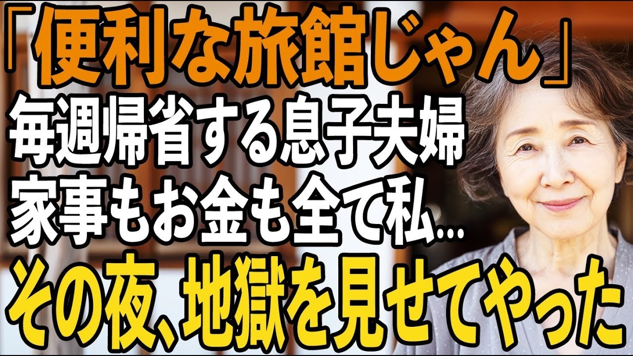 「俺たち、この部屋で寝るわ」毎週末に当然のように帰省する息子夫婦。部屋を占領され、家事とお金は全て私→1日で全員を家から追い出した衝撃の方法とは【シニアライフ】【60代以上の方へ】