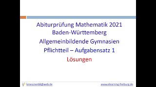Mathe-Abitur 2021 - Pflichtteil  - Aufgabensatz 1